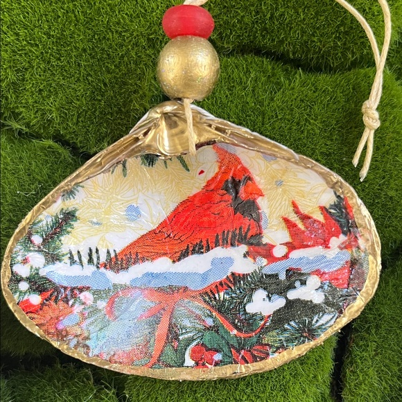3 Handcrafted Decoupaged Red Cardinal  Ornaments - Picture 2 of 4